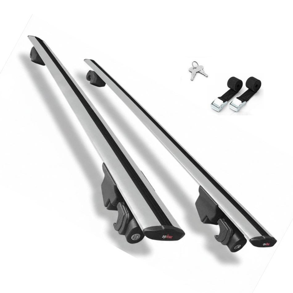 Roof Bars Compatible with Fiat Doblo 3 2023-2025, Grey, 2 Bars with Straps