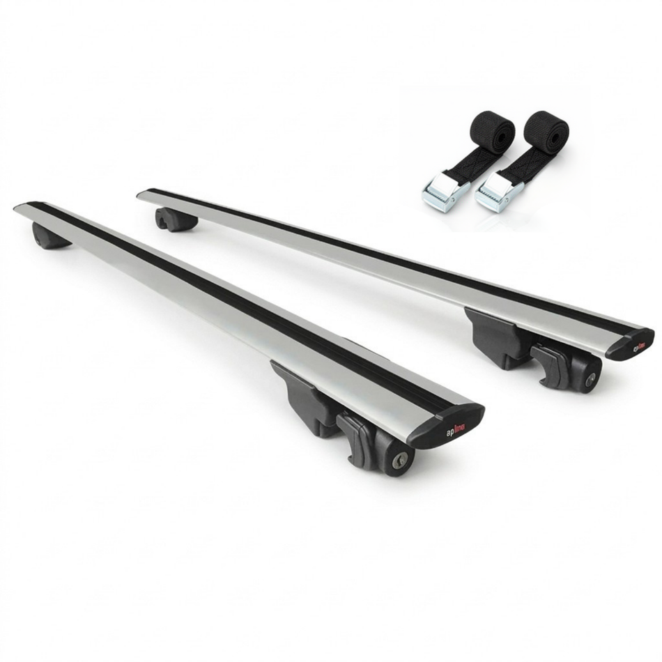 Roof Rack Cross Bars Compatible with Volvo XC90 2003-2014, For Flush Roof Rails, Grey, 2 Bars with Two Tie Down Straps