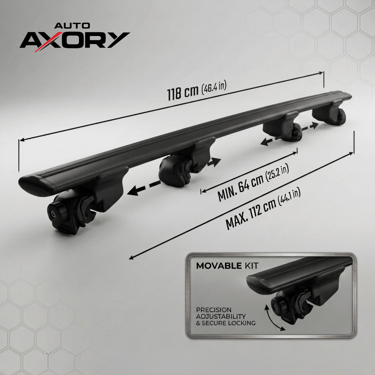 Roof Rack Bars Compatible with Toyota Corolla Touring (E210) 2019-2025, For Flush Roof Rails, Black, 118 cm, 2 Bars
