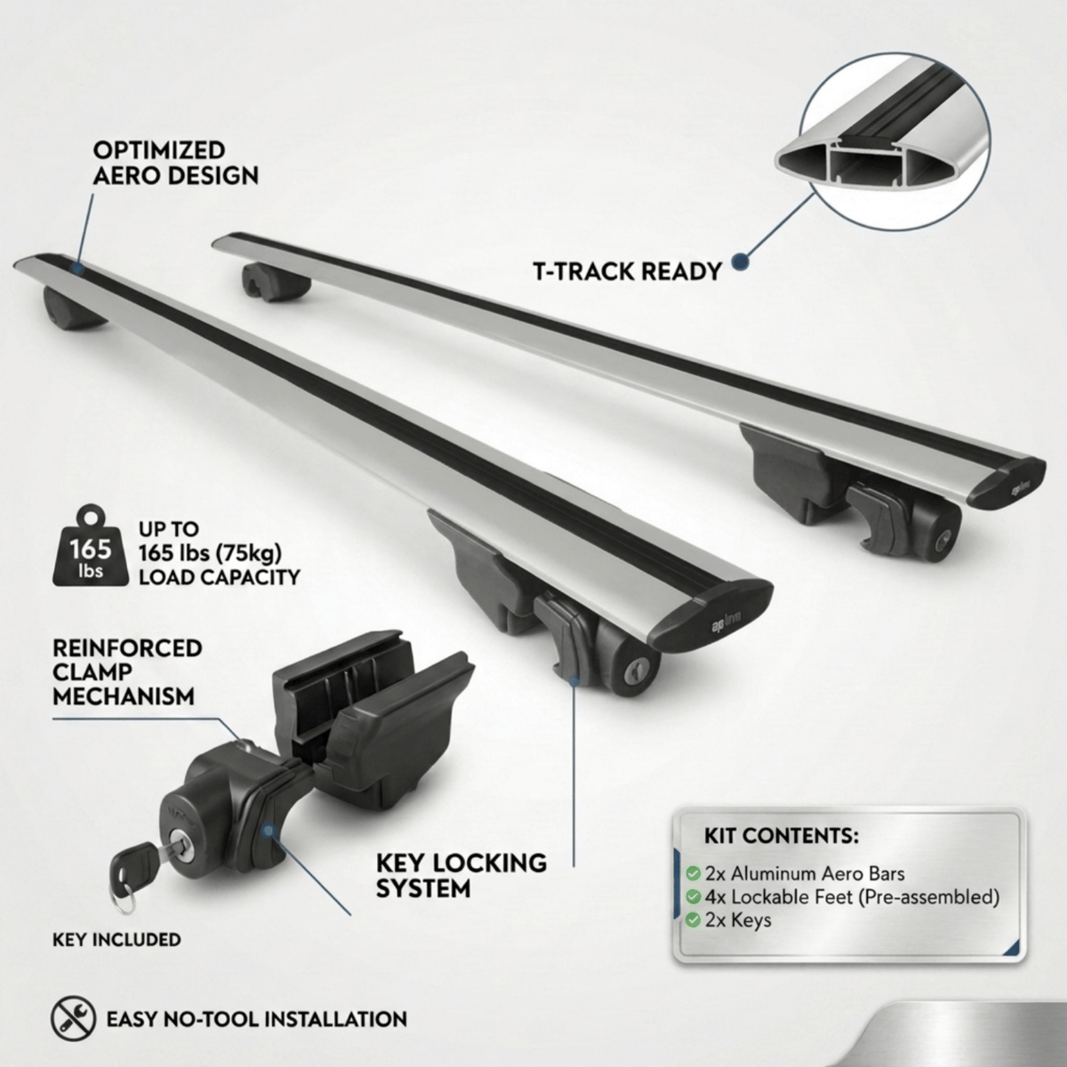 Roof Rack Bars Compatible with Porsche Cayenne (9PA) 2003-2010, For Flush Roof Rails, Grey, 2 Bars