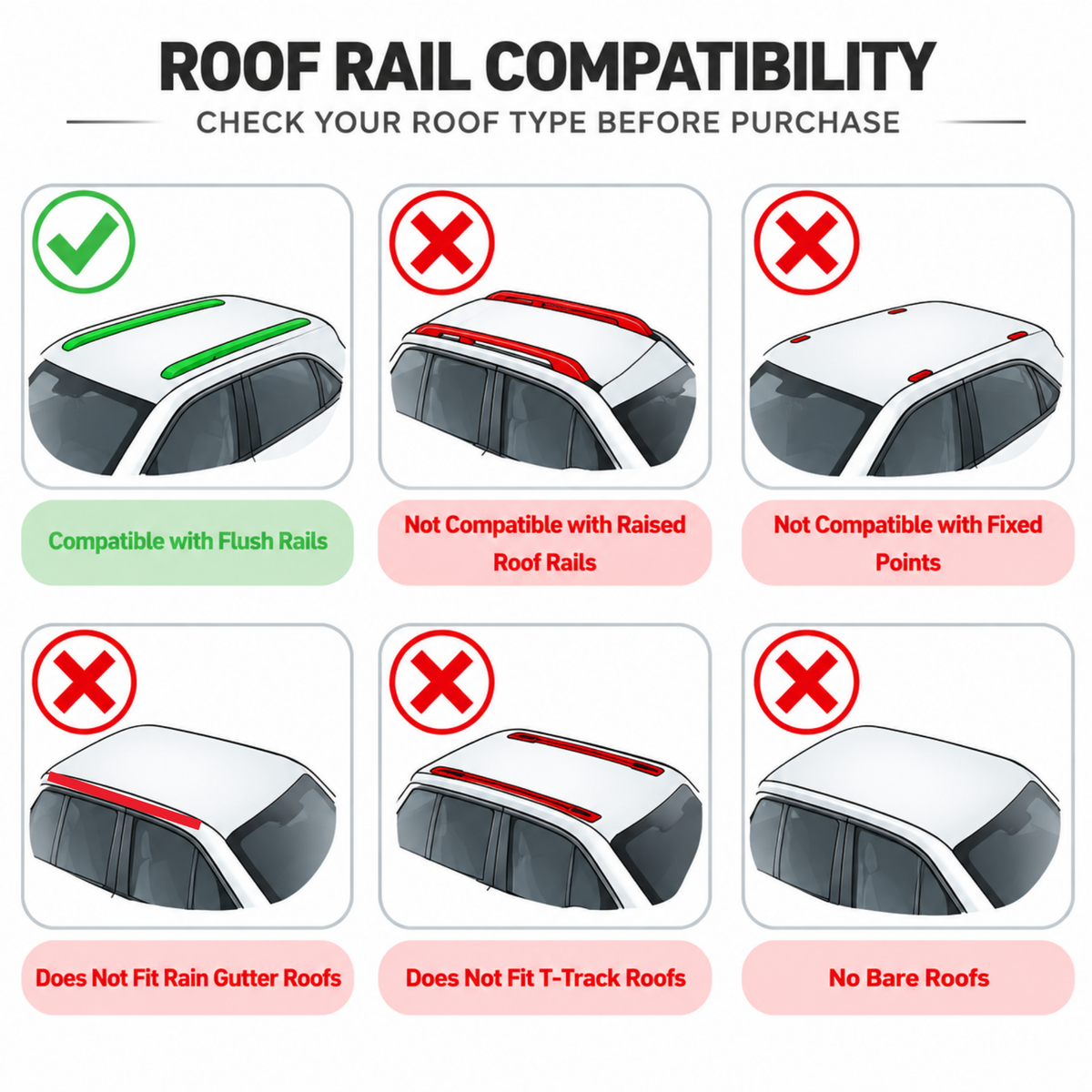 AUTOAXORY Roof Rack Bars Compatible with Ford Kuga 3 (CX482) 2020-2025, Flush Rail Fit, Lockable Aluminium Cross Bars, Black, 2 Bars